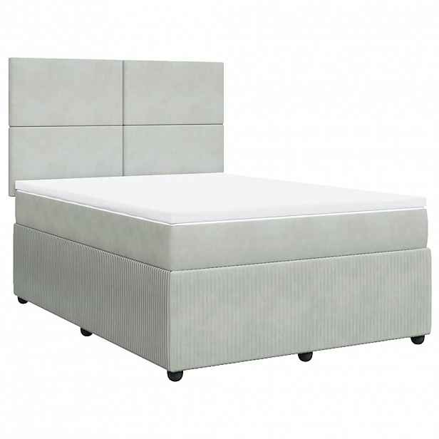 vidaXL Box spring postel s matrací světle šedá 160x200 cm samet