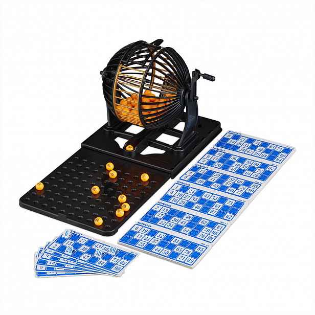 Relaxdays HRA Bingo Černá Oranžová Zlatá Plast 90 kuliček
