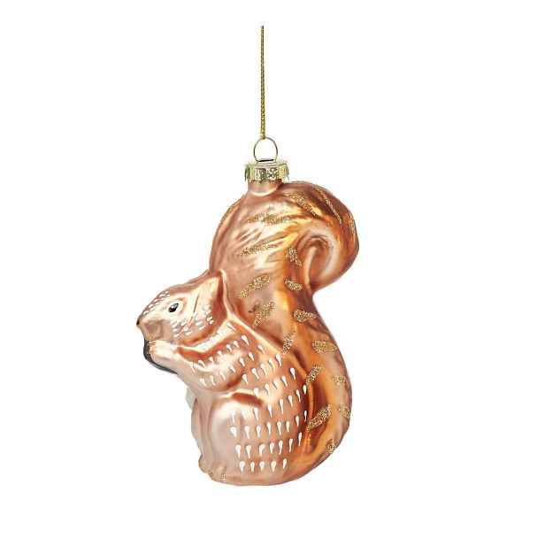 Skleněná ručně vyrobená vánoční ozdoba 4,5 cm Woodland Squirrel – Sass & Belle