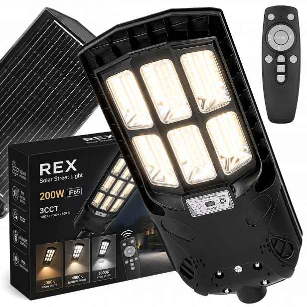 Solární Zahradní Lampa 3CCT 2000W Led Pouliční S IP65 2700-6500K Senzorem
