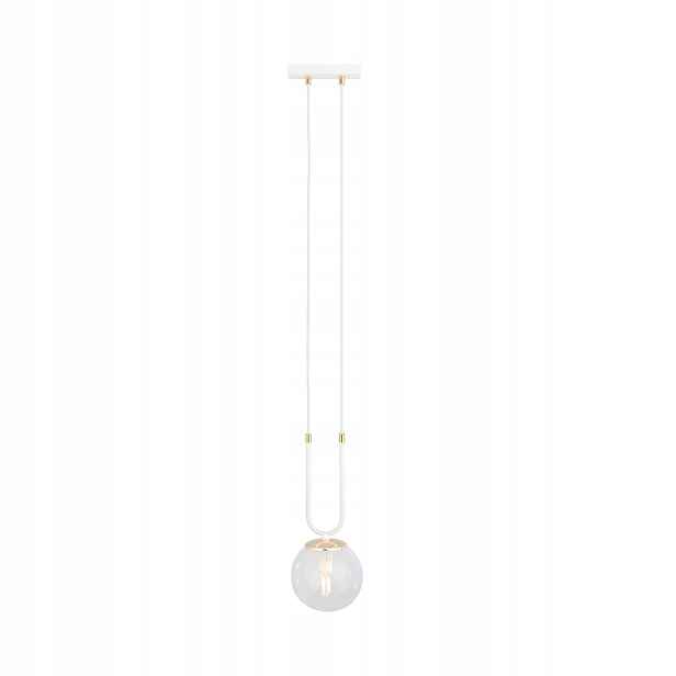 Závěsná lampa Glam 1-bodová bílá s průhledným stínítkem E14