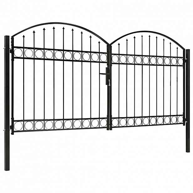 vidaXL Plotová brána ASSEN dvoukřídlé dveře s klenutým vrškem ocelová 300 x 150 cm