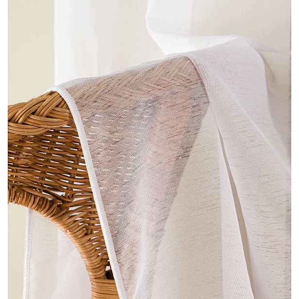 Záclona hladká bez vzoru s závažím, hotová s páskou, bílá, 200x240