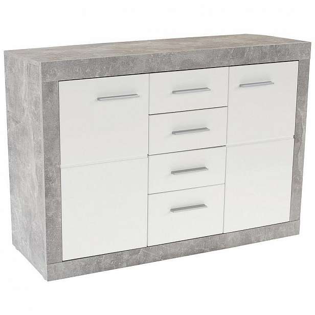 Komoda Sideboard Malta bílá, beton