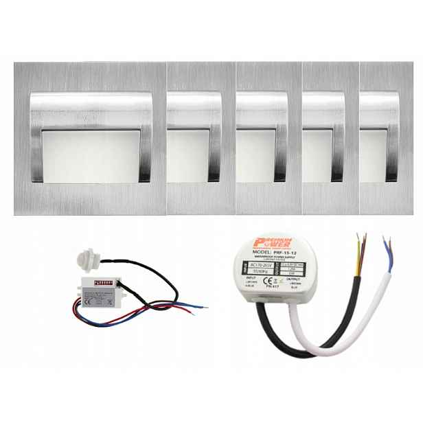 Sada Led schodišťových světel 5x napájecí adaptér detektor