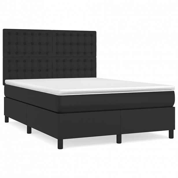 vidaXL Box spring postel s matrací černá 140 x 190 cm umělá kůže