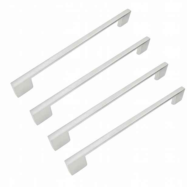 4 x Nábytková úchytka stříbrný 256 mm, kovový držák na kuchyňský nábytek