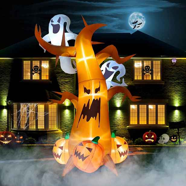Nafukovací halloweenská dekorace, strašidelný strom s duchy, venkovní