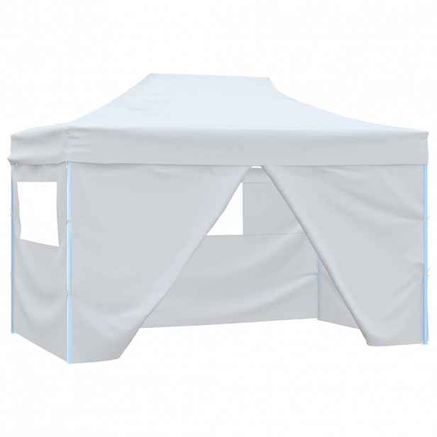 vidaXL Skládací party stan se 3 stěnami 3 x 4,5 m bílý
