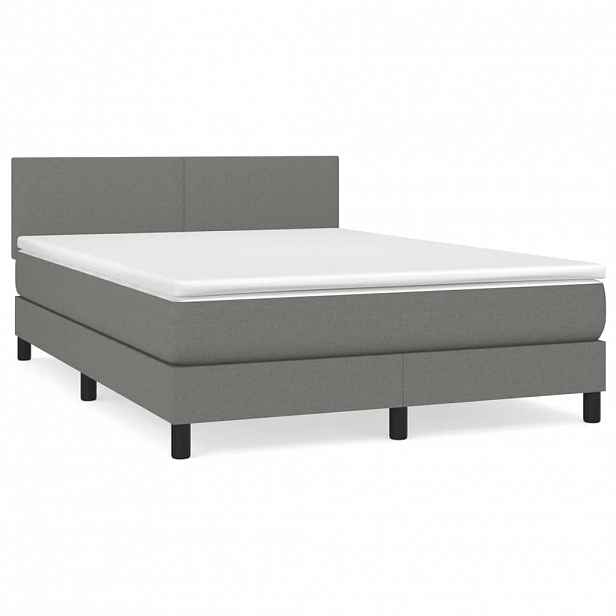 vidaXL Box spring postel s matrací tmavě šedá 140x200 cm textil