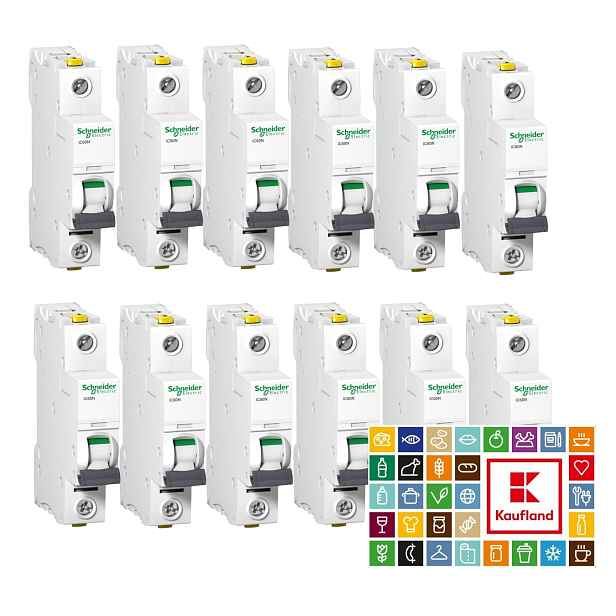 Sada jističů Schneider iC60N A9F03110P 6 kA B 10 A