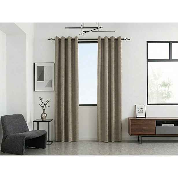 Zatemňovací závěs LOOM VELVET 140x250 cm, béžovohnědý Zavěšení: Kovové kroužky