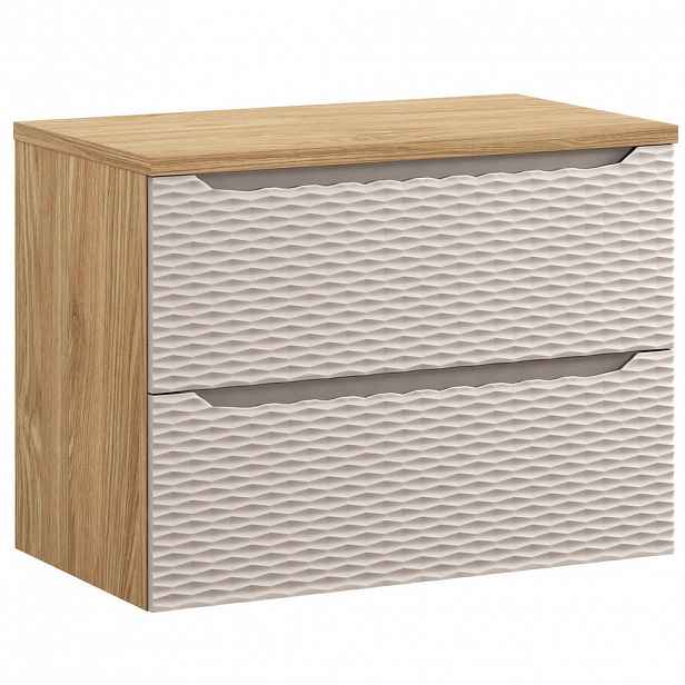 Badplaats SKŘÍŇKA POD UMYVADLO Ocean 2 zásuvky cashmere s dub - 80 x 46 x 59 cm