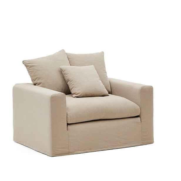 Béžové lněné křeslo Nora – Kave Home