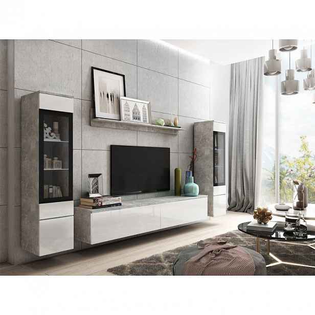 Obývací stěna WANDA 2 - bílá / beton