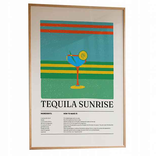 Plakát Tequila Sunrise A3 Obraz Drink Kuchyně Bar Rámeček Dřevěný 30x42 cm