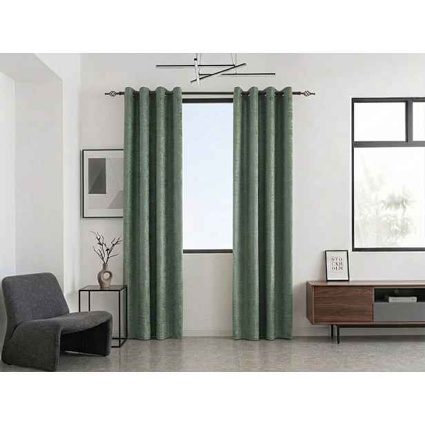 Zatemňovací závěs LOOM VELVET 140x250 cm, zelený Zavěšení: Kovové kroužky