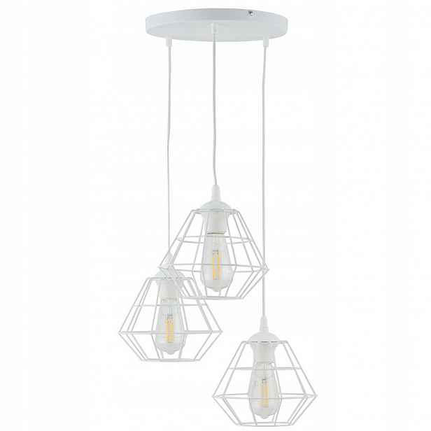 Závěsná lampa Diamond Bílé Kolo Kovové Stínidla 3xE27 Stropní Moderní