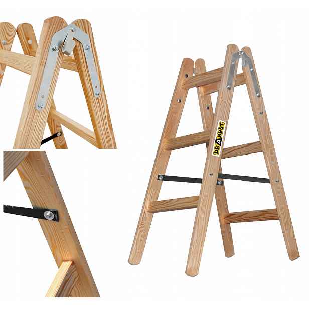 Žebřík dřevěná malířská Žebřík 2x3 stupně Drabest 150 kg Hák