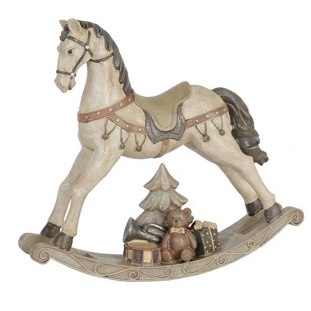Béžová antik dekorace houpací koník Rocking Horse - 29*6*27 cm Clayre & Eef