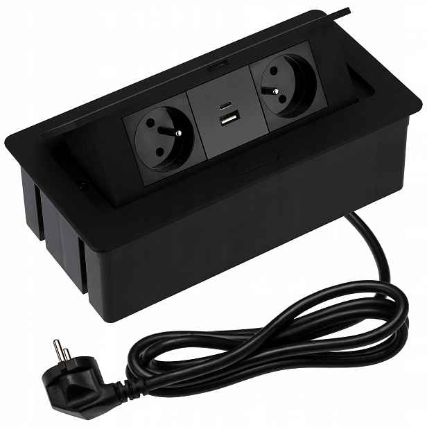 Gtv Zásuvka stolní prodlužovací kabel stolní dvojitý Usb A+c černá
