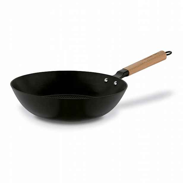 Pánev Wok litinová smaltovaná 30 cm černá