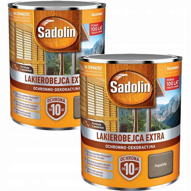 Set Sadolin Extra 2x0,75 Ochranný Lak Na Dřevo Popelavý 1,5L