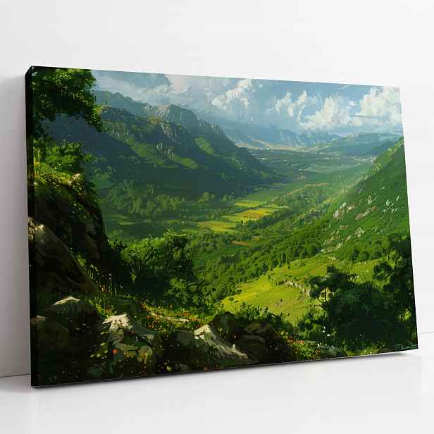 Obraz na plátně Zelené údolí mezi horami krajina do pokoje obýváku 80x60