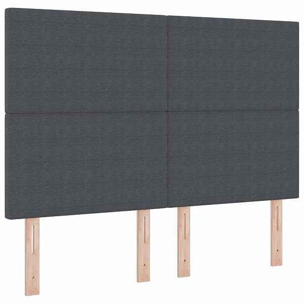 vidaXL LED hlavová deska s LED pásky Tmavě šedá 144 cm Žebrovaná látka