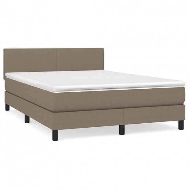 vidaXL Box spring postel s matrací taupe 140x200 cm textil