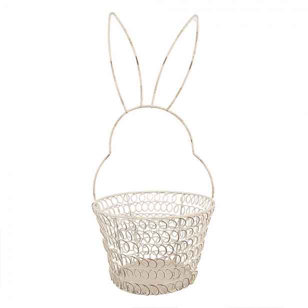 Bílý drátěný dekorační košík králík Bunny M - Ø 15*34 cm Clayre & Eef