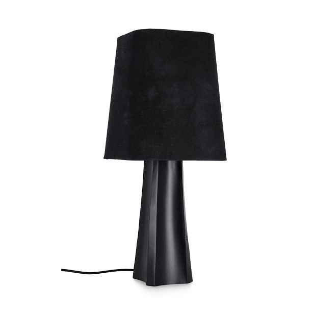 Černá kovová stolní lampa s textilním stínidlem (výška 61 cm) Tripura – Bizzotto