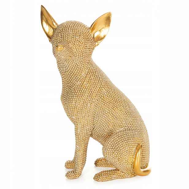 Figurka z polyesterové pryskyřice Pes 16 x 11 x 26 cm zlatá