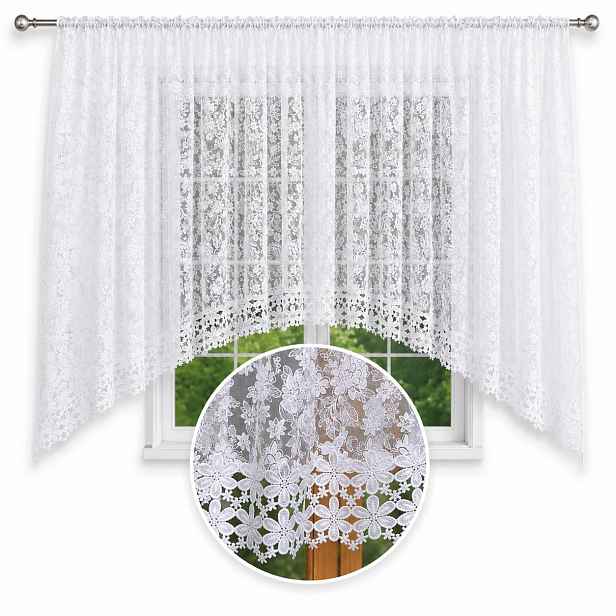 Hotová Záclona z Markýzy 400x160 Vyšívání Květiny Páska Tunel Žabky