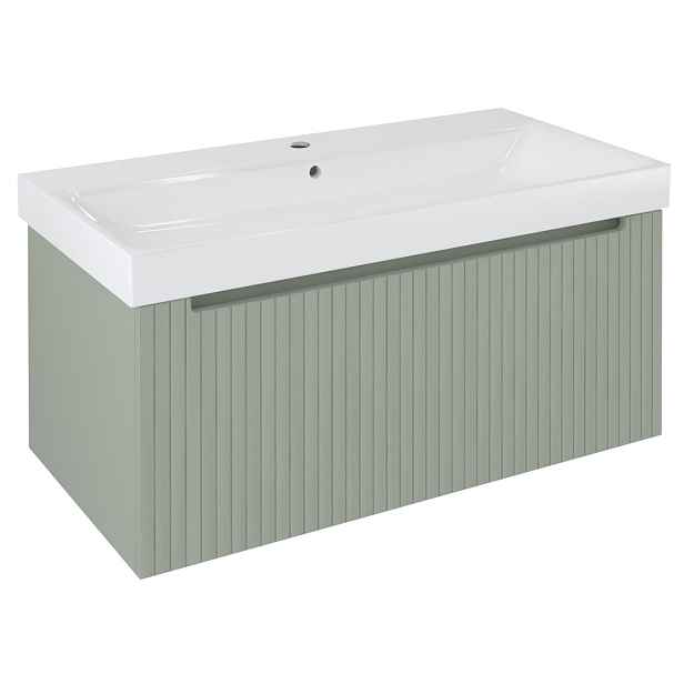 Sapho NELIO STRIP umyvadlová skříňka 96,5x44x49cm, 1x zásuvka, verde