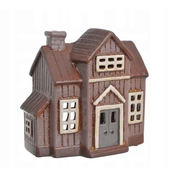 svícen Holandský domeček Tealight hnědý s lampionovou přístavbou 17 cm