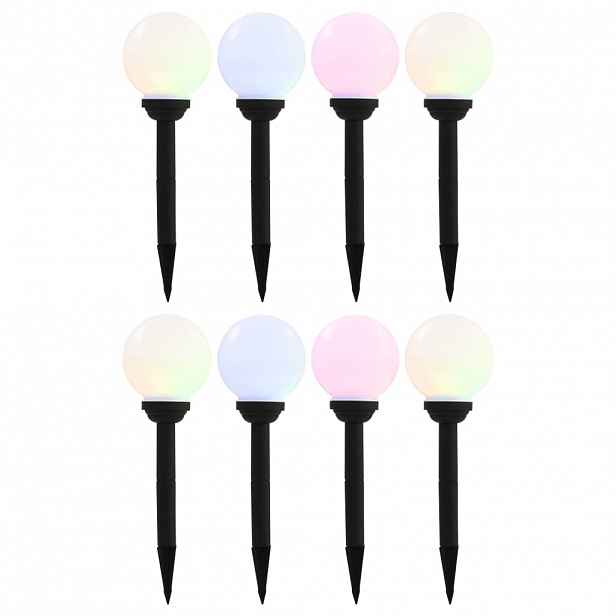 vidaXL Zahradní solární lampy 8 ks LED kulovité 15 cm RGB