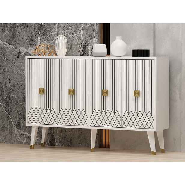 Konzolový stolek Carbın - White, Gold