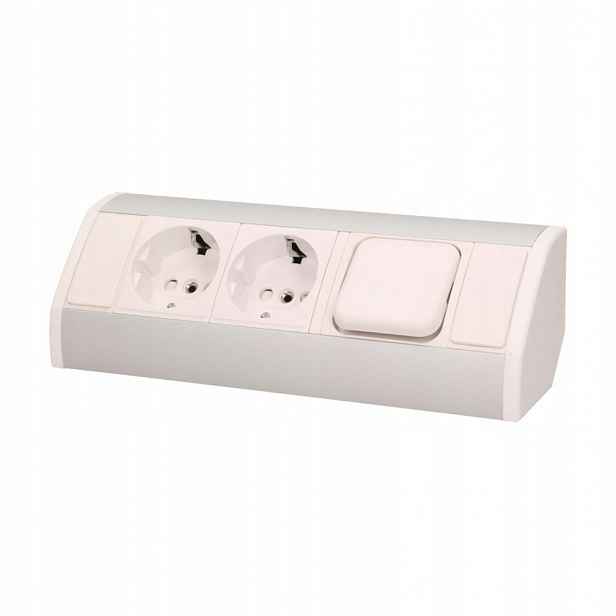 Nábytková zásuvka 2x250V, vypínač Schuko
