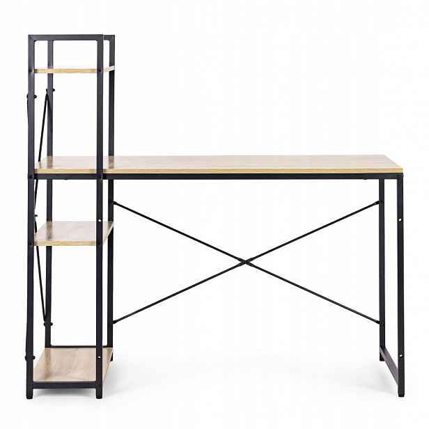 Počítačový Stůl Loft 120X60 CM 3 Police Světlý Dub