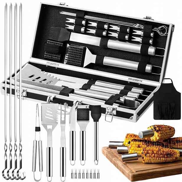 Přenosná Sada Příborů Na Grilování Bbq Příslušenství Náčiní 21 Ks Kufr