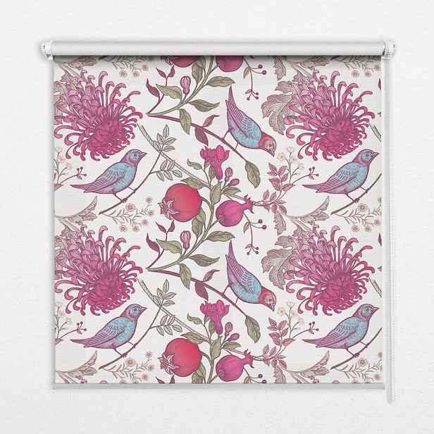 TULUP VNITŘNÍ roleta - okenní roleta - roleta - 90x140 cm - Barevní ptáci mezi květinami