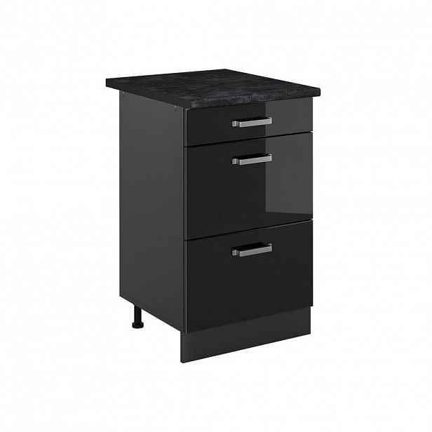 Vicco SPODNÍ SKŘÍŇKA KUCHYŇSKÉ LINKY R-Line, Černý vysoký lesk/Antracit, 50 cm pracovná doska antracitová