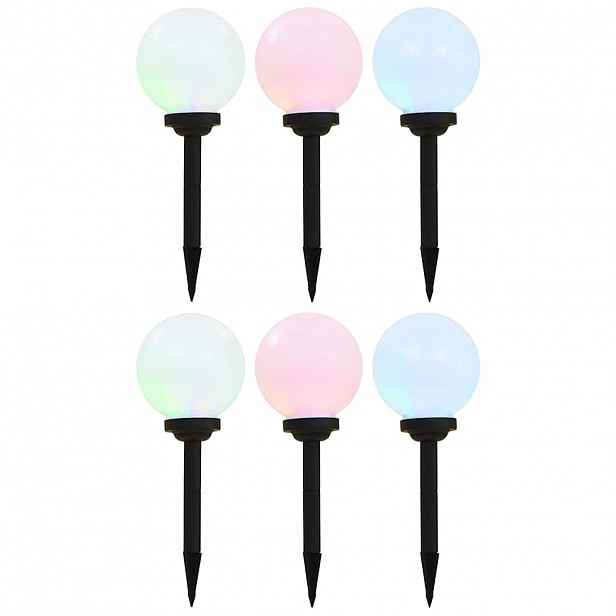 vidaXL Zahradní solární lampy 6 ks LED kulovité 20 cm RGB