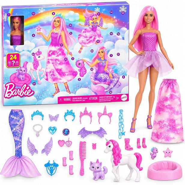 Barbie Fantasy Adventní Kalendář Panenka 29 Cm Mořská panna Jednorožec 24