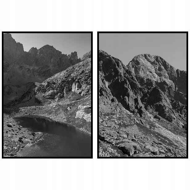 Plakáty Tatry diptych 2ks 50x70cm hory krajina panorama černobílé