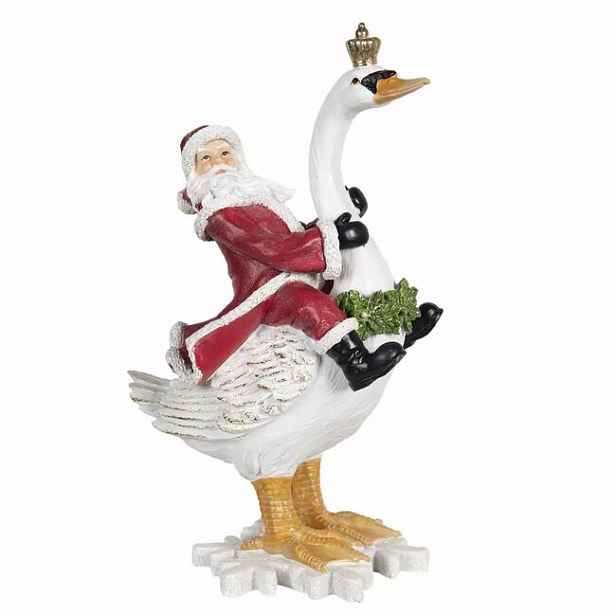 Vánoční dekorace Santa na labuti 25*16*39 cm