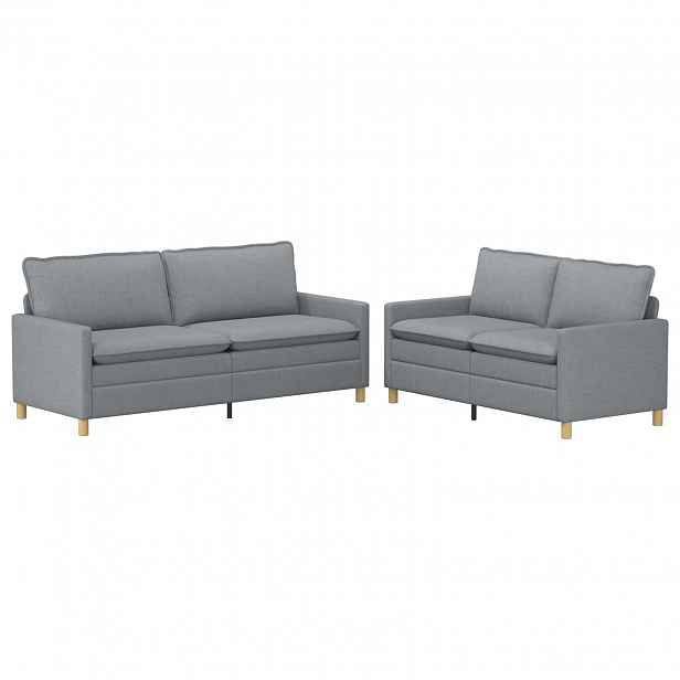 vidaXL Set pohovek 2 ks Světle šedá Textil