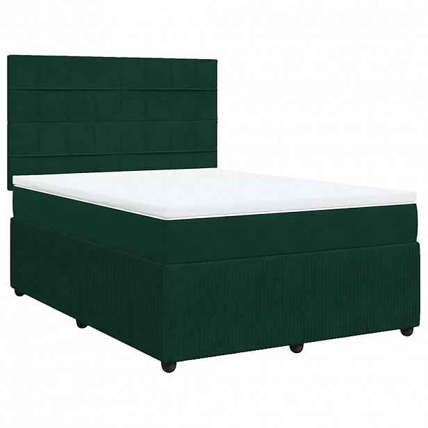 vidaXL Box spring postel s matrací tmavě zelená 160x200 cm samet