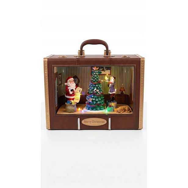 Hrající Led vánoční kufřík 20 cm, Usb baterie